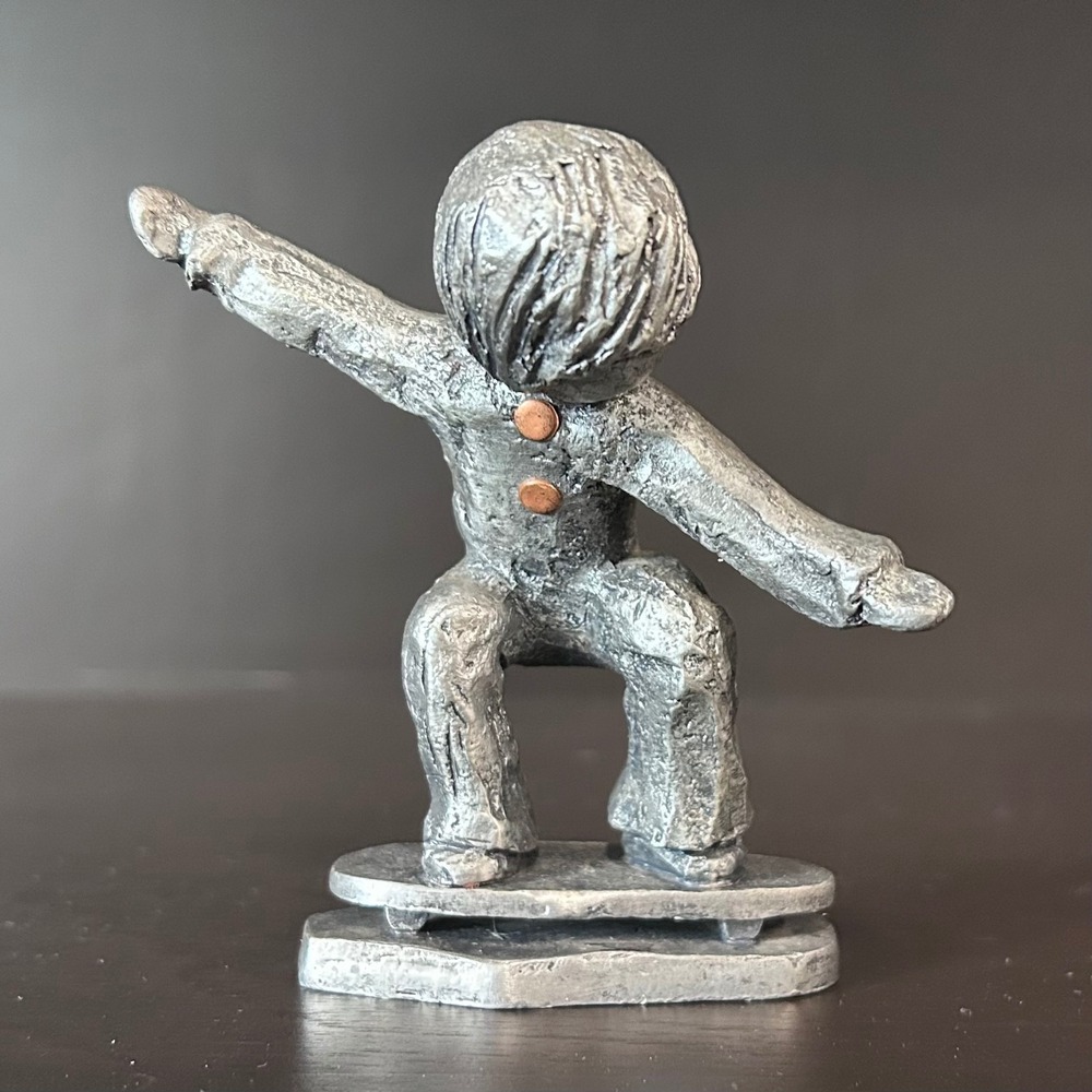 Vintage 1979 Hudson Pewter Skateboarder Boy Figurine Walli 069 USA Made